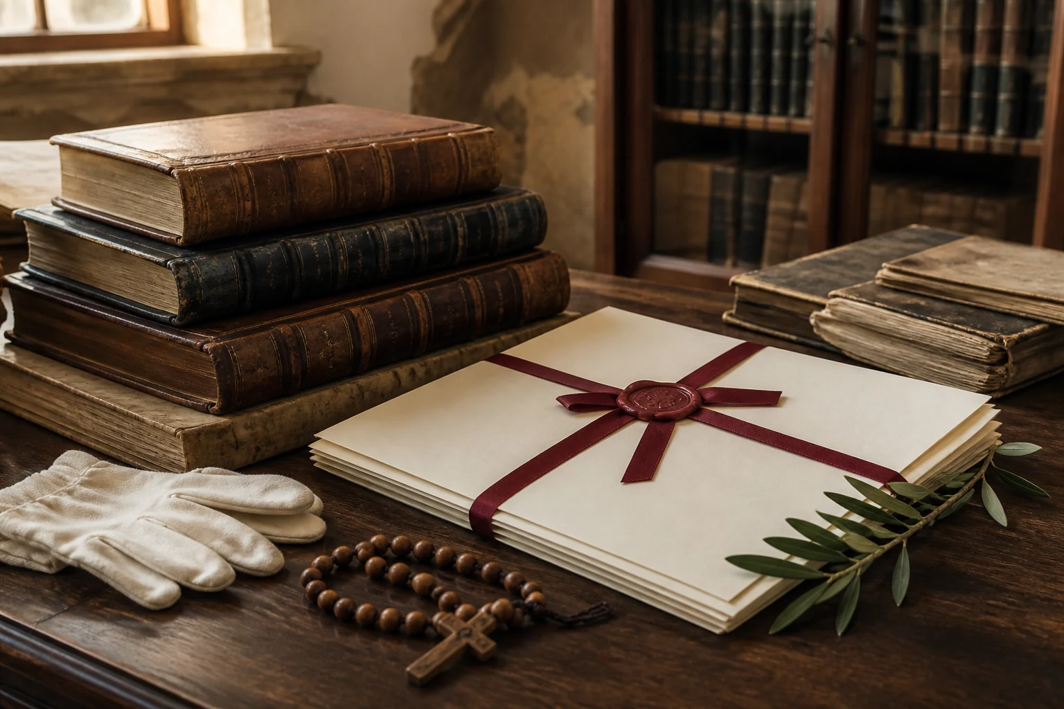 Fascicoli e volumi conservati in un archivio religioso